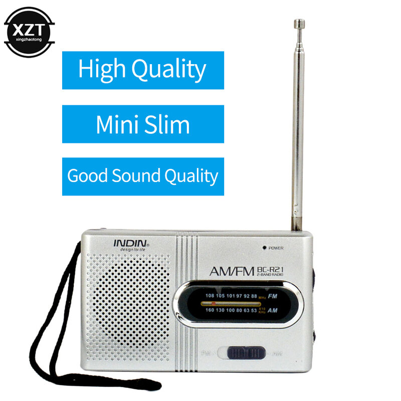 1PC nuovo Mini Radio portatile palmare Dual Band AM FM lettore musicale altoparlante con Antenna telescopica Radio esterna Stereo