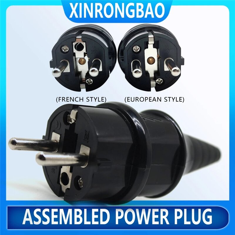 E-012 European Schuko 16A Power Plug IP44 Industry France/Germany Connector EU 2 Round Pins Adapter Type F AC Electrical Power 1