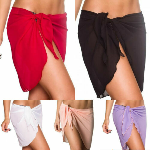 Frauen Strand Bikini Cover Up Einfarbig Pareo Chiffon Wrap Rock Sarong Schal Beachwear-badeanzug Bademode Badeanzüge