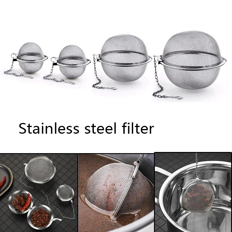 5pcs~1pcs Stainless Steel Spice Tea Ball Tea Infuser Sphere Locking  Strainer Mesh Infuser Tea Filter Strainers Kitchen Tools