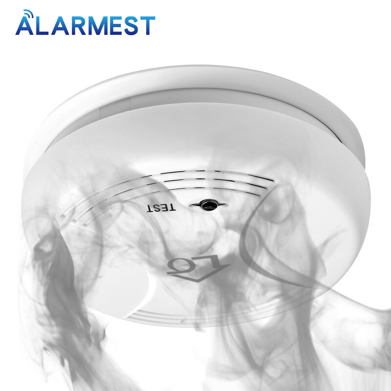 Alarmest 433mhz de segurança em casa sem fio detector fumaça incêndio sensor alarme para 433mhz sistema alarme