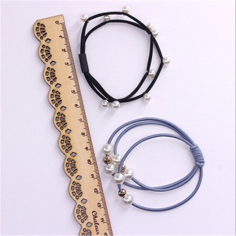 10 sztuk/zestaw Basic Knot perły elastyczne opaski do włosów dla kobiet dziewczyn kucyk Holder gumowe Scrunchies zestaw akcesoriów do włosów