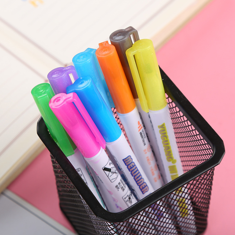 8pc Contour Double Line Pen Creative Multifunctional Hand Account Marker Colorful Flash Graffiti Poster Highlighter Marker Pen