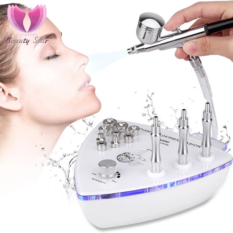 Beauty Star Diamant Mikrodermabrasion Dermabrasion Maschine Mit Spray Gun Wasser Spray Vakuum Saug Peeling Gesichts Massage