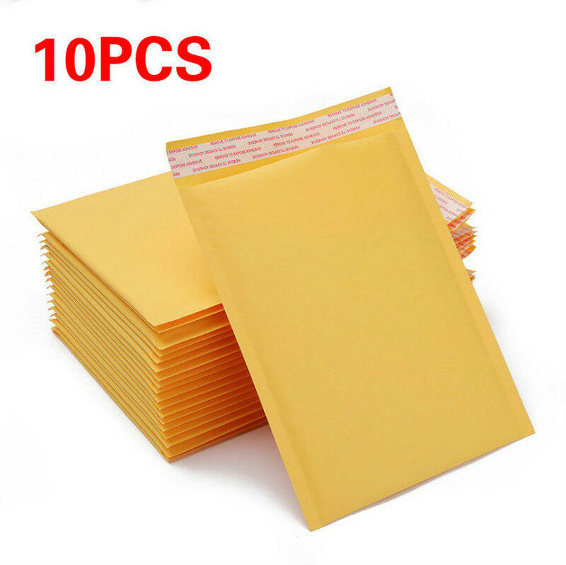 Envelope com plástico bolha para transporte, saquinho de papel kraft com plástico bolha para envio postal, 20x25cm, 10 unidades