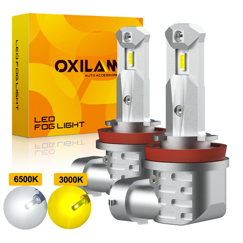 Oxilam 2Pcs Auto Exterieur Licht H11 Led Lamp Mistlamp H10 H8 9006 HB4 Led Driving Dagrijverlichting 6500K Xenon Wit 3000K