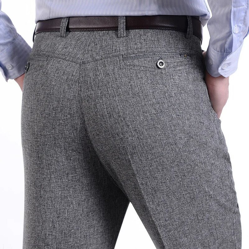 Pantaloni da uomo primavera ed estate di marca MRMT 2024 pantaloni larghi Casual di mezza età sottili per pantaloni dritti a vita alta maschili