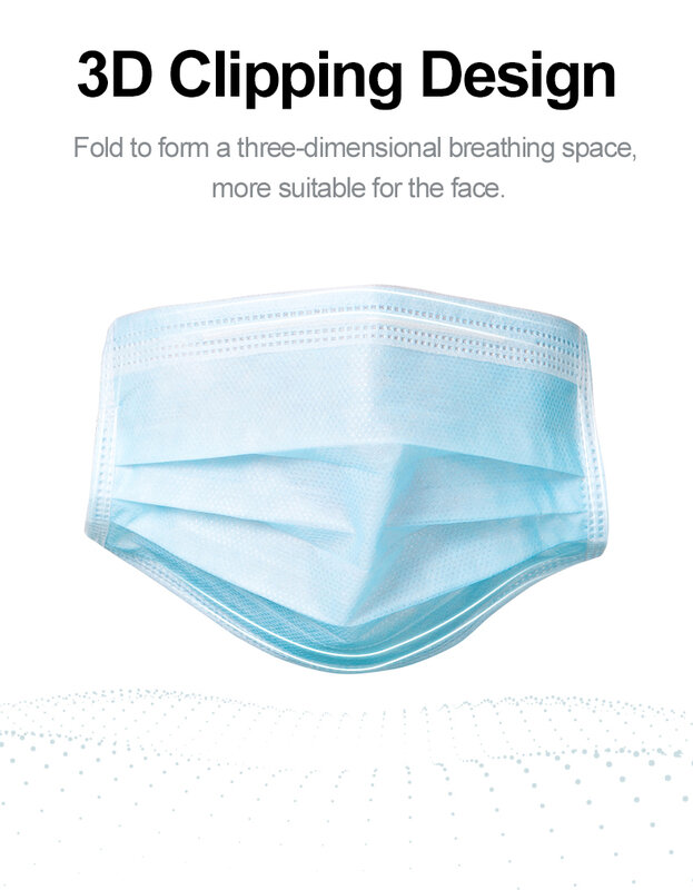 Mascarillas desechables no tejidas con filtro de 3 capas, máscara facial transpirable, envío rápido