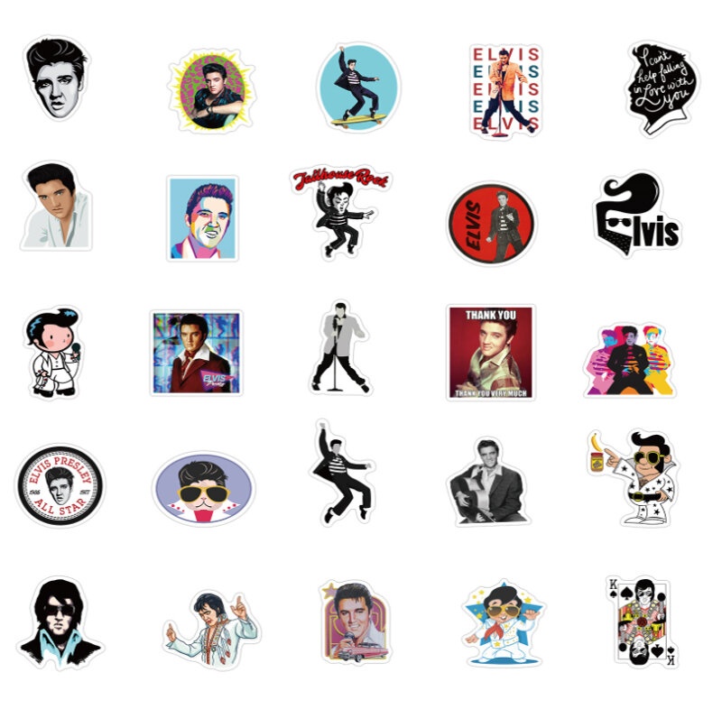 10/30/50 Buah Legenda Penyanyi Rock Elvis Presley Stiker Grafiti Penggemar Gila Tahan Air Skateboard Travel Koper Laptop Ponsel