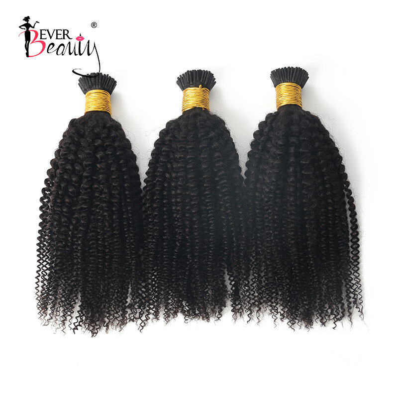 Extensiones de cabello rizado Afro con punta I, mechones de cabello humano de 100% virgen, brasileño, para salón de belleza