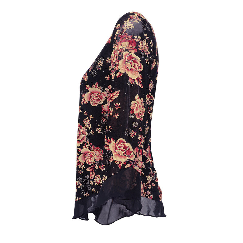 Yitonglian-Tunique florale grande taille pour femme, chemisier à manches évasées, chemise décontractée, chemisier long, élégant, H369R, 2020