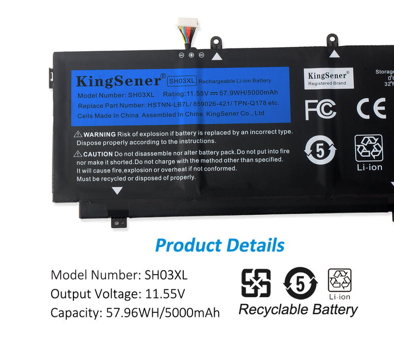 KingSener SH03XL CN03XL 859026-421 859356-855 HSTNN-LB7L TPN-Q178 batteria per HP Spectre X360 13-AB001 13-AB002 AC033DX 5000mAh