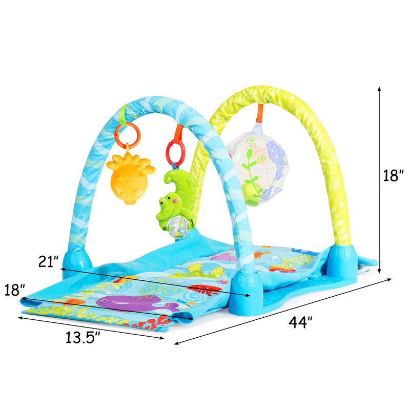 4-in-1 Activity Gym Play Mat Baby Activity Center w 3 Hanging Toys Baby Play