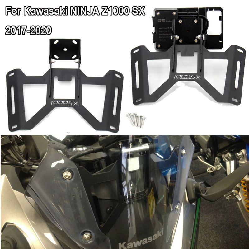 2017-2021 motocicleta para kawasaki ninja z1000 sx z1000sx suporte de navegação do telefone móvel carregamento usb 2017 2018 2019 2020 2021