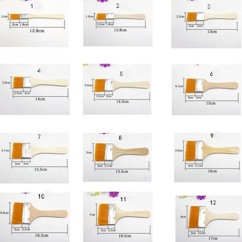 12 Buah/Set Alat Rumah Dekorasi Dinding Dapat Digunakan Kembali Barbekyu Nilon Guas dengan Pegangan Kayu Lukisan Minyak Hadiah untuk Anak-anak Kuas Cat