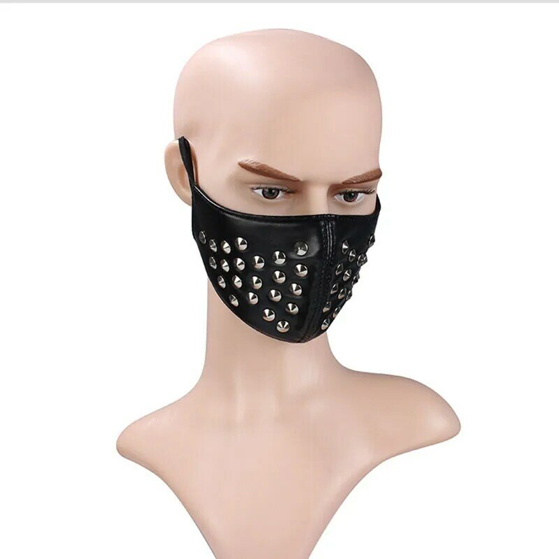 Mężczyźni kobiet Biker maska na motocykl kolec punkowy stożek Anti-fog wiatroszczelna pyłoszczelna skóra nowość maska Earloop szybka dostawa