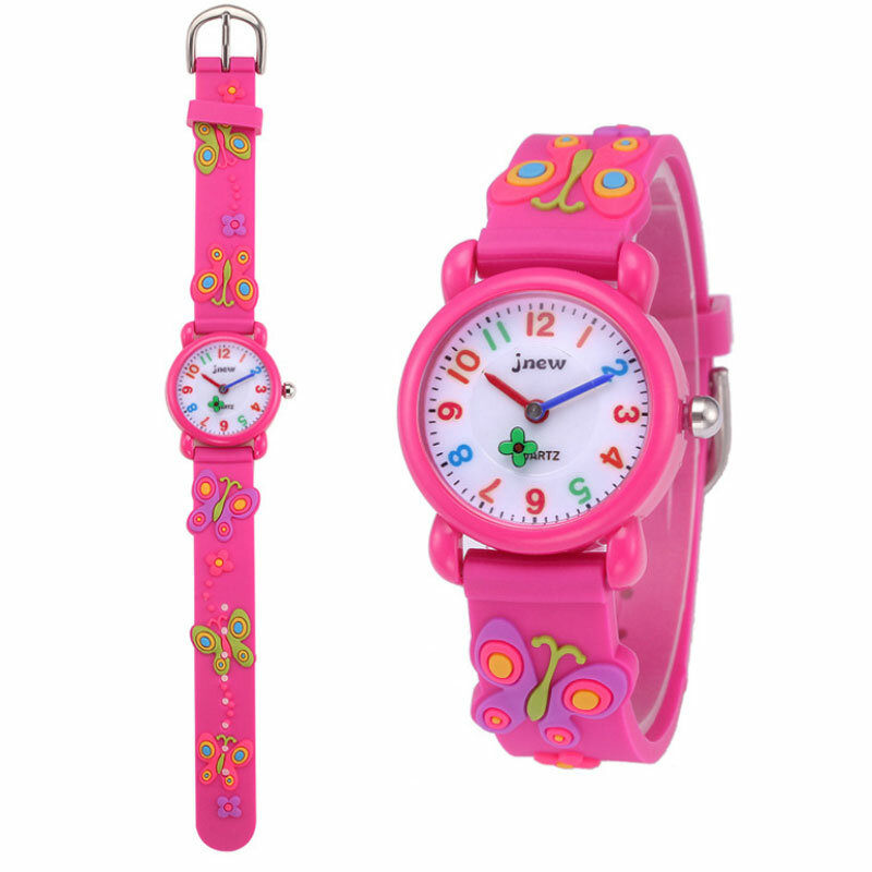 Детские Водонепроницаемые кварцевые часы с 3d-рисунком силиконовой бабочки, часы для начальной школы, спортивные часы для девочек, рождественский подарок для мальчиков