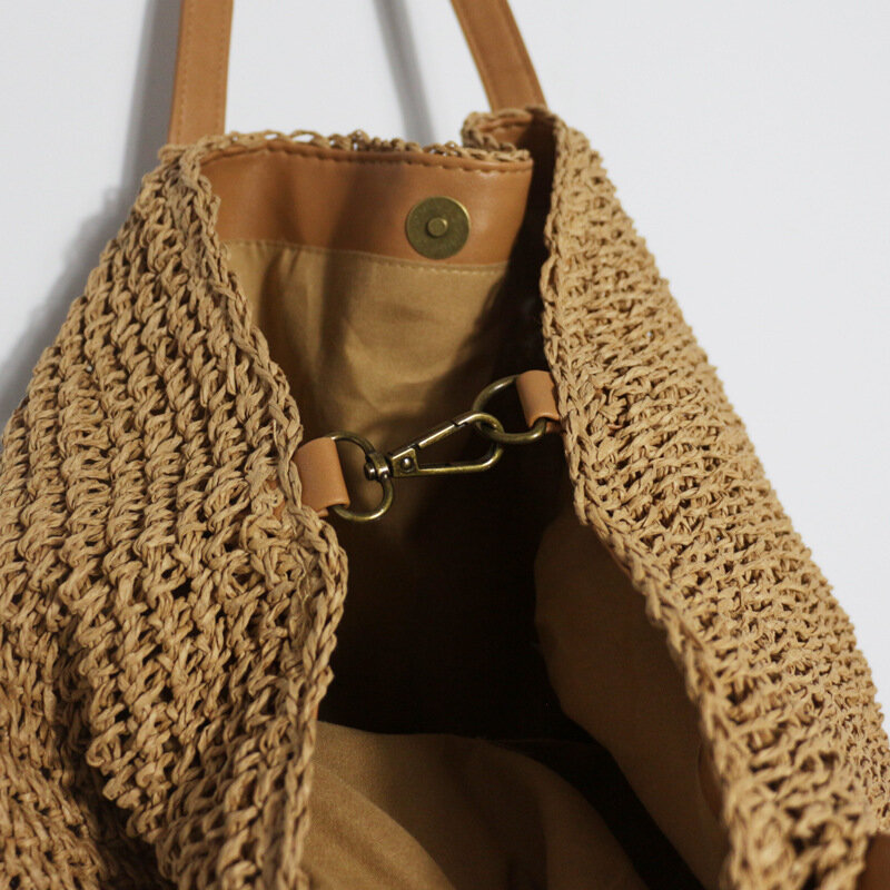 Casual Large Capacity Straw Bags Handmade Woven Women Shoulder Bag Paper Lady Handbags Summer Beach Big Tote Shopper Purse 2022