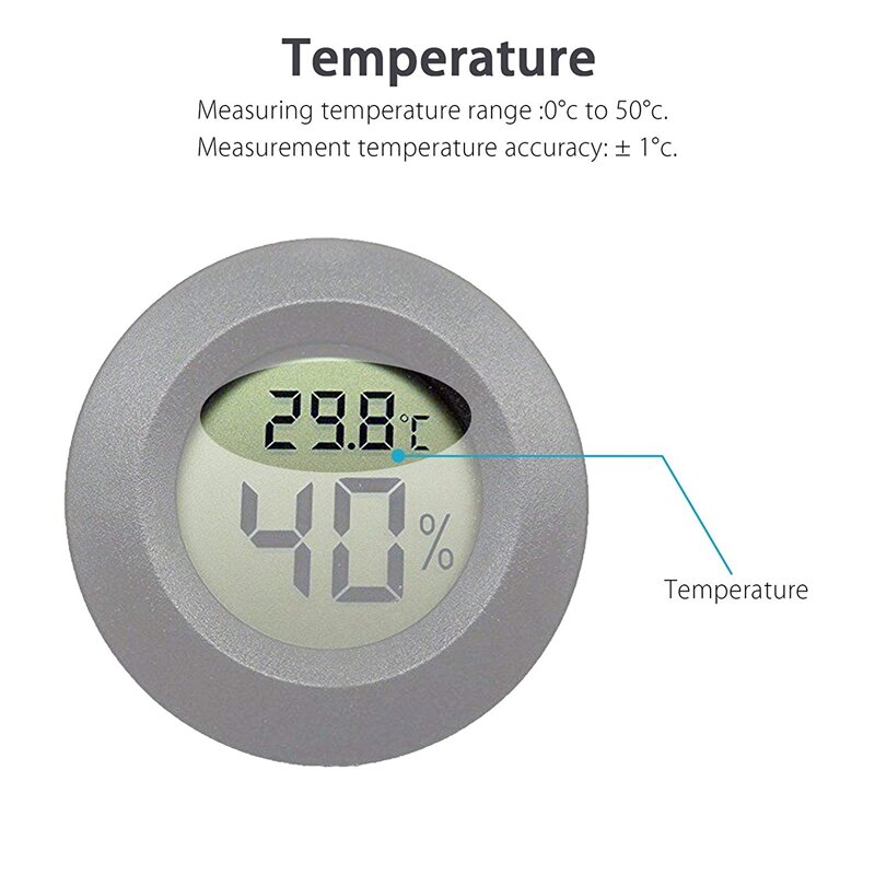 Therye.com-Moniteur LCD numérique, hygromètre, jauge d'humidité pour humidificateurs, déshumidificateurs, Gre, paquet de 5