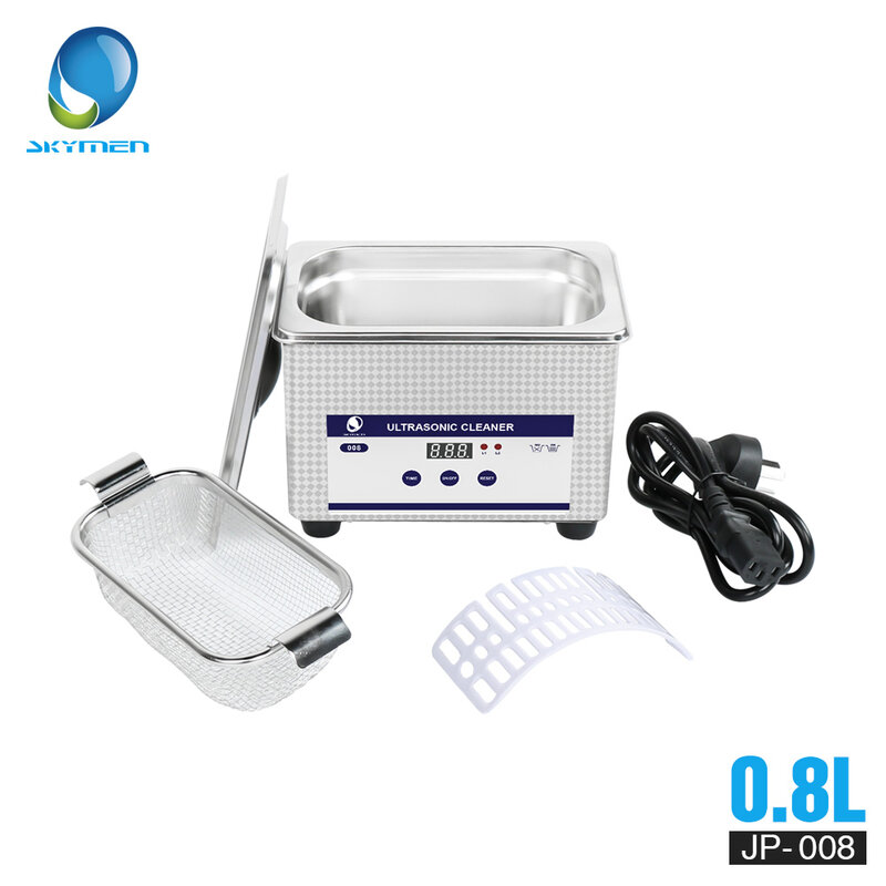 SKYMEN Digital Mini limpiador ultrasónico cesta de Metal lavado joyería relojes Dental PCB CD 800ml 35W 40kHz limpiador collares de baño