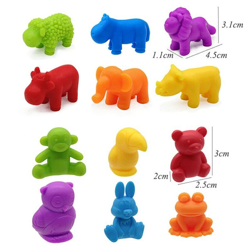 Material Montessori mainan matematika beruang penghitung pelangi mainan anak dinosaurus hewan mainan sensorik permainan yang cocok mainan edukasi anak-anak