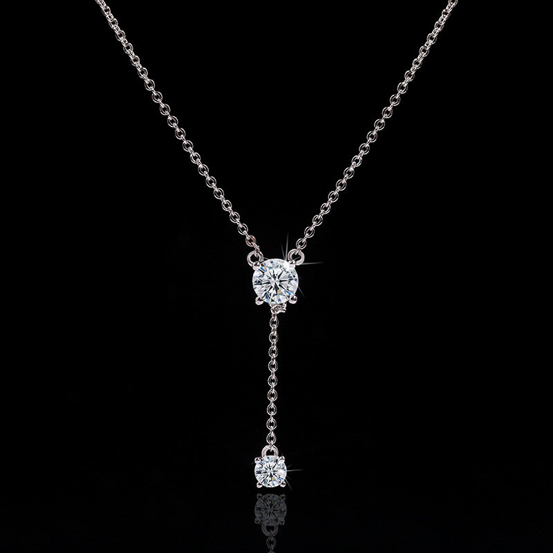 Big Bling kropla wody wisiorek prawdziwe 925 Sterling długi łańcuszek srebrny naszyjnik dla kobiet moda biżuteria słodkie oświadczenie naszyjnik