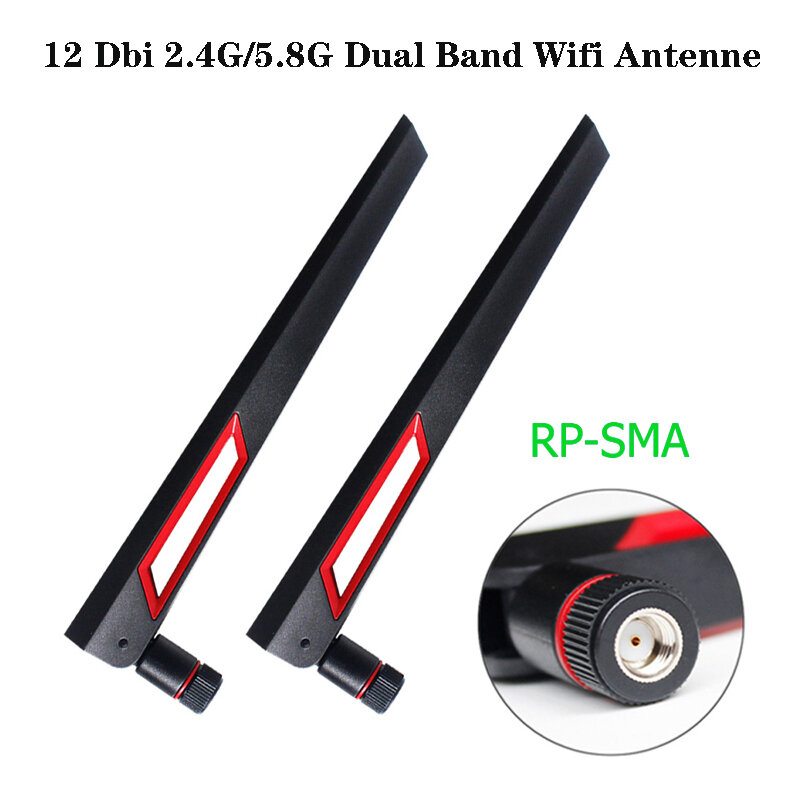 12 Dbi Dual Band Wifi Antenne 2,4G 5G 5,8 Gh Rp Sma Mannelijke Universele Antennes Versterker Wlan Router antenne Booster