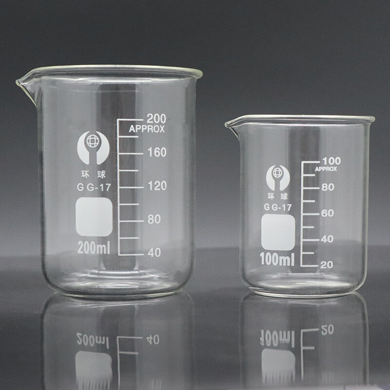Bicchiere da laboratorio in vetro borosilicato da 5ml-200ml bicchiere da laboratorio in scala resistente al calore
