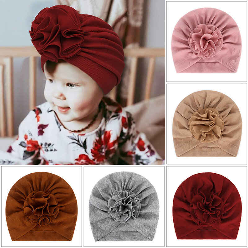 Topi Bayi Bunga Cantik Turban Balut Kepala Balita Topi Anak Bayi Ikat Kepala Anak Perempuan Baru Lahir Topi Beanie Katun Aksesori Bayi