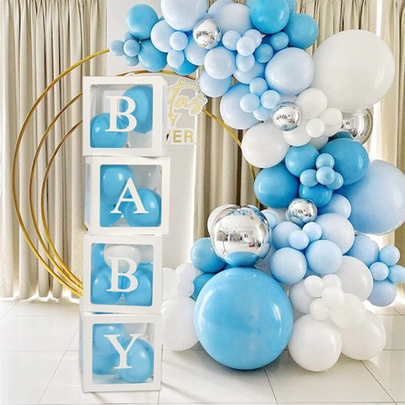 Primeiro Aniversário Caixas De Balão Para Decorações De Festa, Blocos De Decoração Com 1 Carta, Menino E Menina, Decoração Do Chuveiro De Bebê