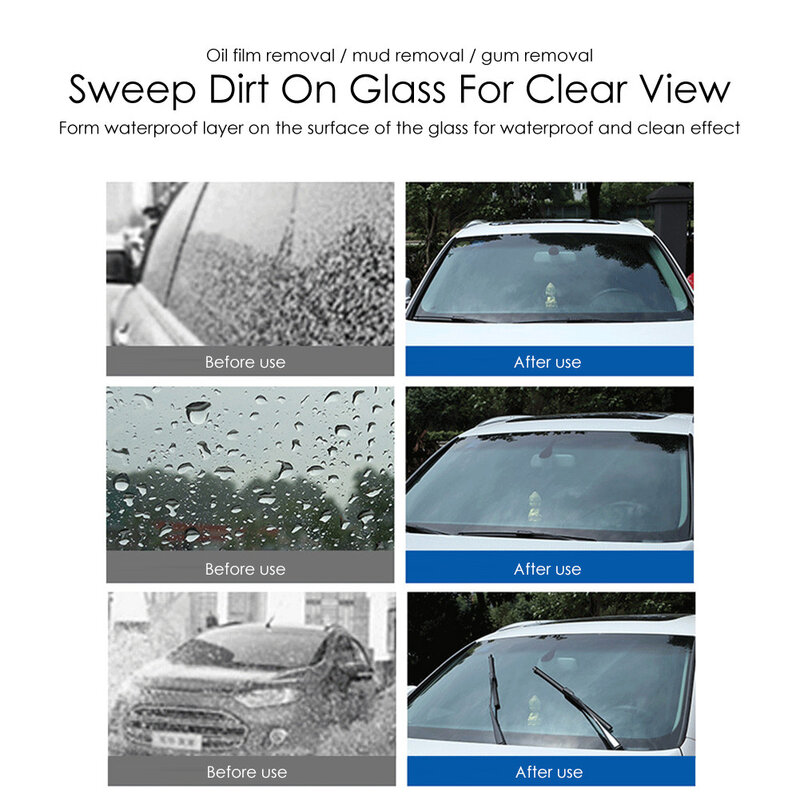 Nettoyant pour essuie-glaces de voiture solide, tablette effervescente nettoyante pour nettoyer les vitres de voiture, nettoyant pour vitres de pare-brise de voiture, accessoire de nettoyage de vitres de voiture.
