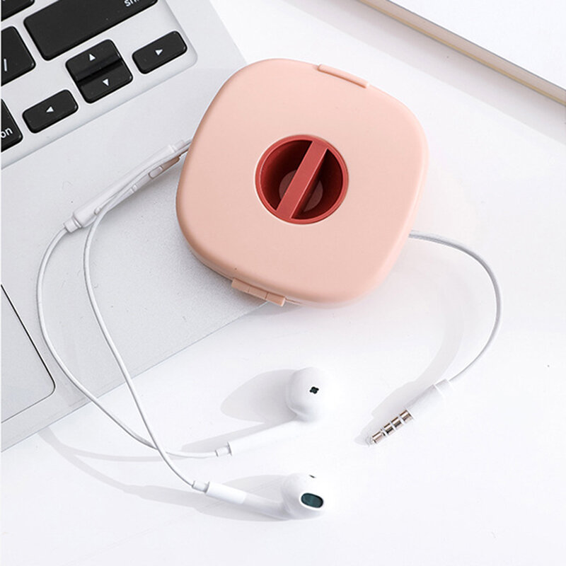 Caixa portátil do envoltório do cabo dos botões da orelha com o suporte do telefone móvel fio do fone de ouvido organizador dobadoura nk-compras