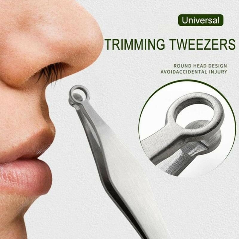 Universal Nose Hair Trimmer Tweezers Clippers Hairs Trimmer for Nose Round Tip Eyebrow Perfect Steel Nose Hair Removal Trimming