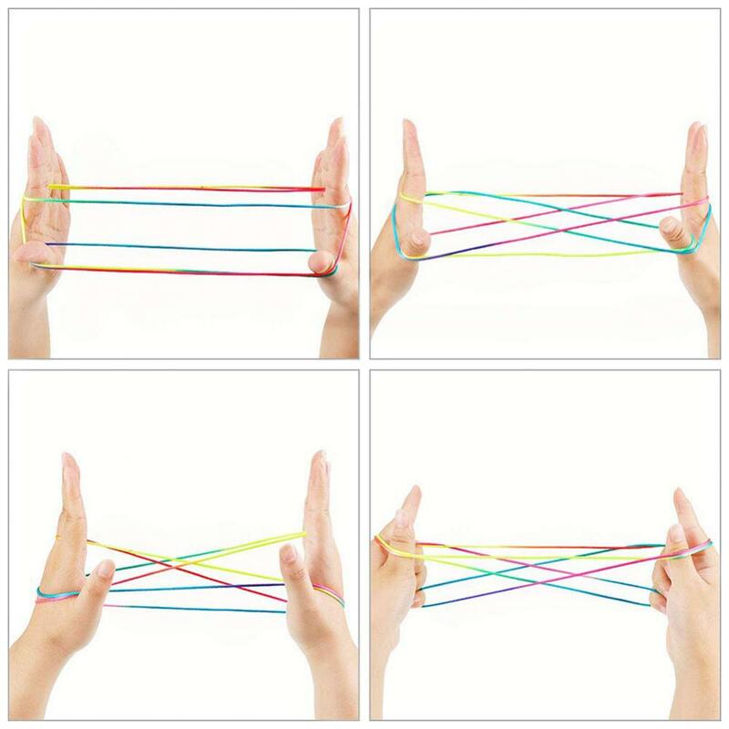 Juego de cuerda de color arcoíris para niños, juguete de cuerda de hilo de dedo, manualidades de desarrollo
