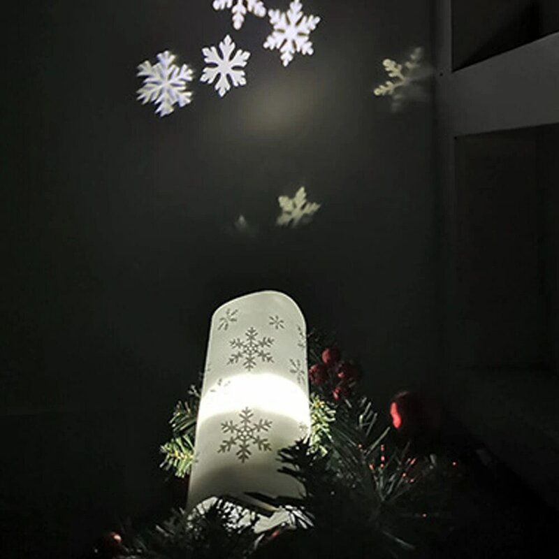 Led Kerst Projectie Licht Sneeuwpop Nachtlampje Sneeuwvlokken Lamp Usb Kaars Lamp Voor Thuis Vrolijk Kerstfeest Ornament