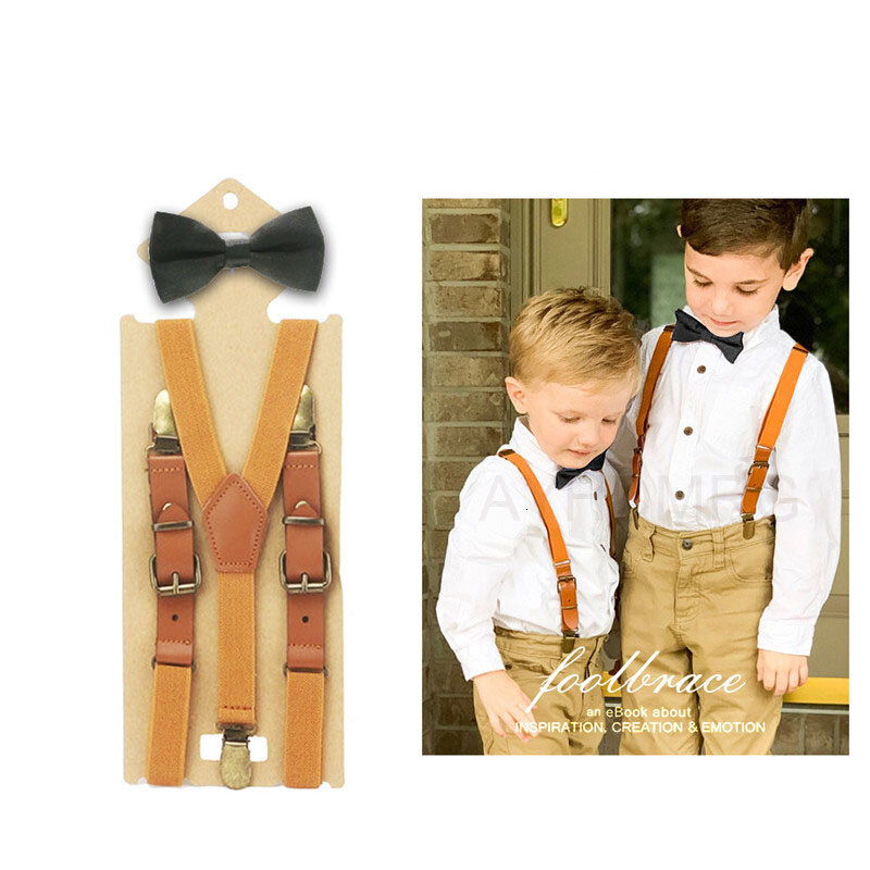 2 Cm Lebar Anak Laki-laki Perempuan Bow Tie Suspender Set untuk Bayi Anak-anak Celana Dasi Kawat Gigi untuk Anak-anak Pesta Pernikahan szelki Bretels