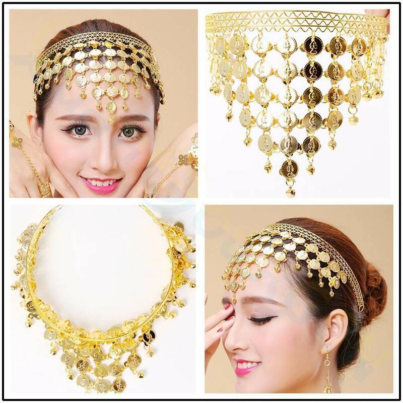 Belly dance costumes earring necklace Nose chain kid adult Indian Egyptian dance jewelry Waist chain Headdress gold coin belt