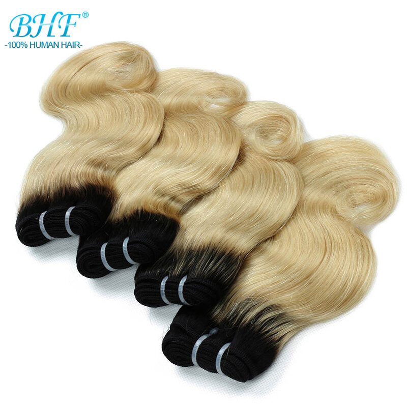 BHF-mechones de cabello humano ondulado brasileño, extensiones de cabello no Remy, 8 pulgadas, 50 g/unidad, 1B/27 y 1B/613
