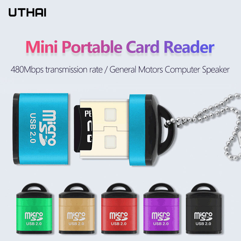 UTHAI CR016-Mini tarjeta Micro SD para teléfono móvil, lector de tarjetas de memoria TF de alta velocidad, ordenador, altavoz para coche, lector de tarjetas