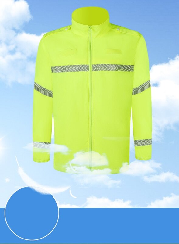 높은 가시성 사이클링 남성 바람막이 방수 라이트 무게추 안전 사이클링 재킷, 세트 교통 전술 햇빛 방지 작업복
