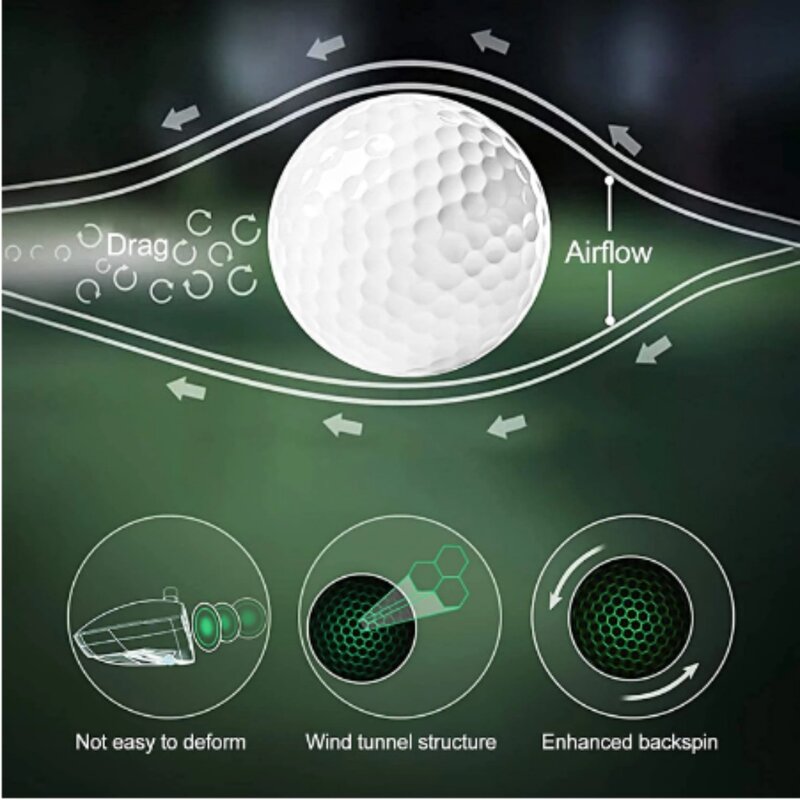6 Buah Bola Golf LED Bercahaya Dalam Gelap Menyala untuk Latihan Malam Hari Bola Bercahaya Golf Warna-warni Tahan Air