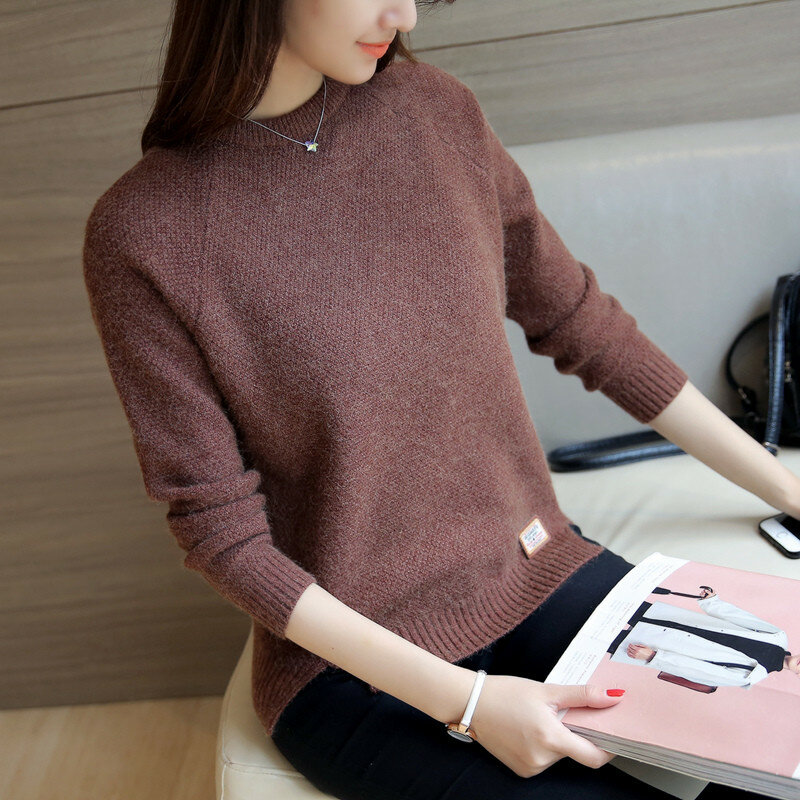 2022 Women Sweaters And Pullovers Autumn Winter Long Sleeve Pull Femme Solid Pullover Female Casual Short Knitted Sweater W1629
