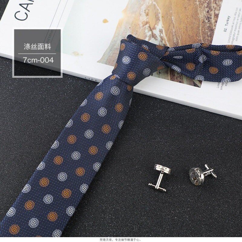Corbata a rayas de 7CM para hombre, corbata estrecha de seda de poliéster, moda de negocios, vestido de novia, Gravata Luxo, coreano, informal
