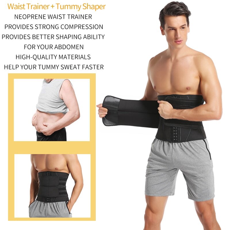 Мужской неопреновый Abs-шейпер для сауны и пота пояс для похудения живота тренировочный триммер для активной талии с регулируемым ремешком