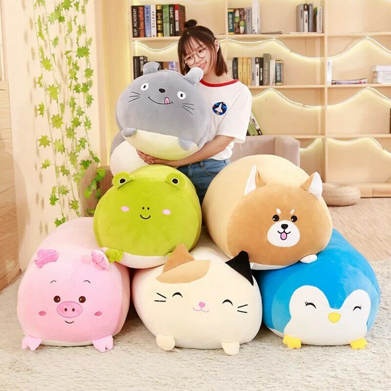 18-28CM morbido animale cartone animato cuscino cuscino carino grasso cane gatto Totoro pinguino maiale rana peluche farcito adorabili bambini Birthyday regalo
