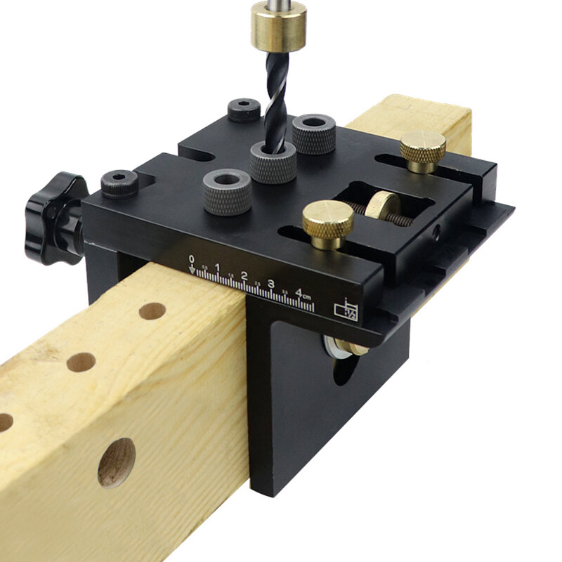 Multifunções Carpintaria Doweling Jig Kit, guia de perfuração ajustável, localizador perfurador, móveis conectando, ferramentas de carpintaria