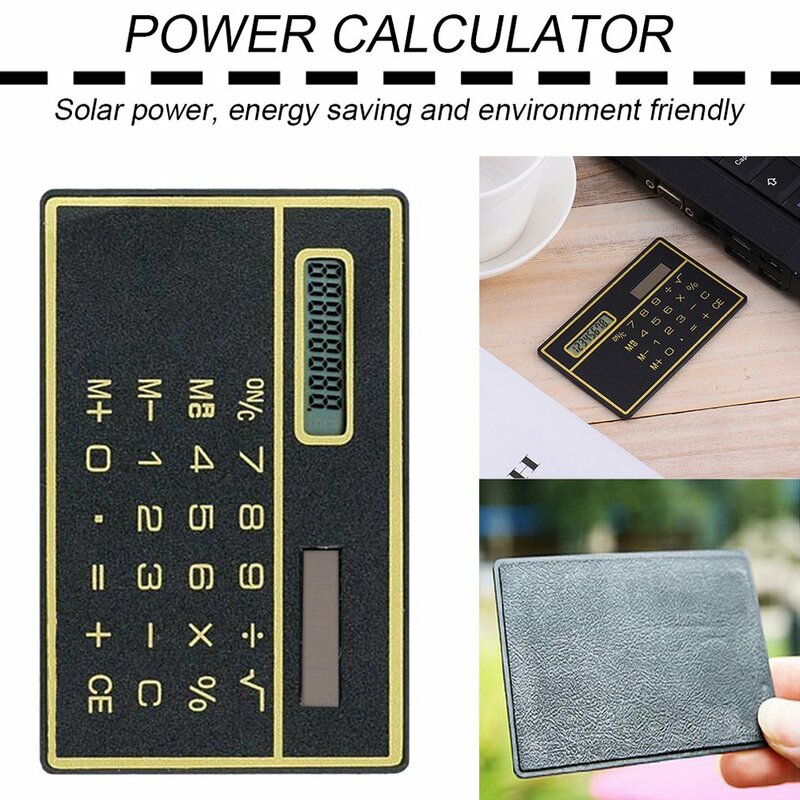Solar Card Calculator Ultra-Dunne Handheld Kantoor Computer Scholieren Levert Mini Pocket Digitale Rekenmachines Energiebesparing