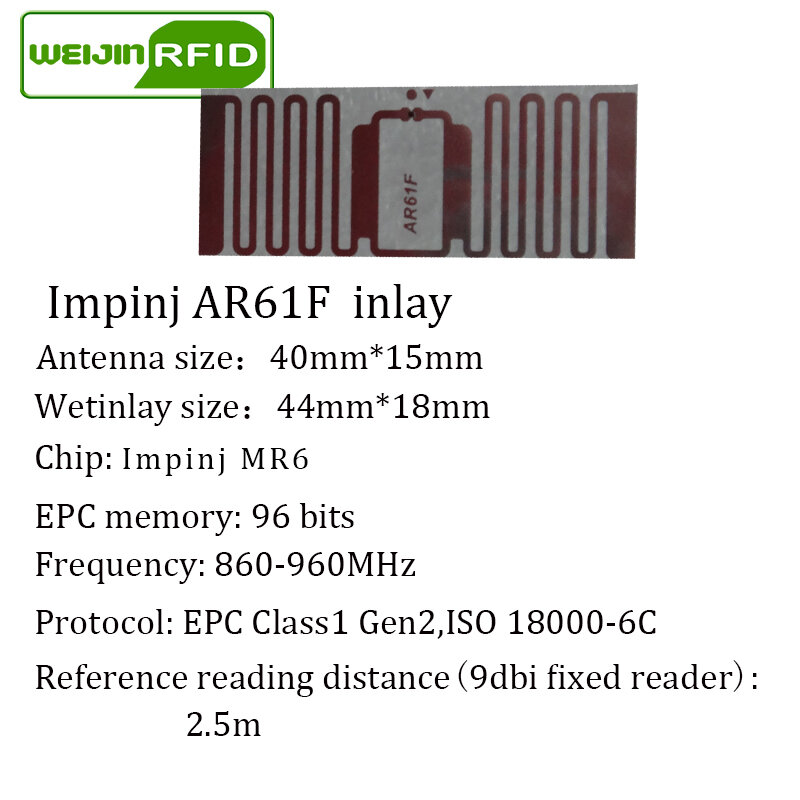 RFID สติกเกอร์แท็ก UHF impinj MonzaR6 AR61F WET Inlay 915 MHz 900 868 MHz 860-960MHZ EPCC1G2 6C สมาร์ทกาว Passive RFID
