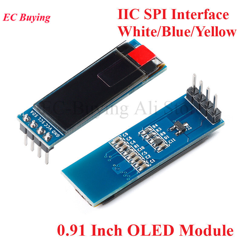 Módulo OLED de 0,91 pulgadas para Arduino, pantalla LED LCD de 0,91 pulgadas, color blanco, azul y amarillo, interfaz IIC I2C SPI, 128x32, SSD1306