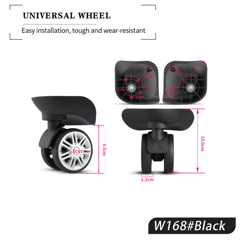 HANLUOKE W168 Luggage Universal Wheel Accessories Wheel Tool Password Box  Roller Aircraft Wheel Universal Silent 20 inch 28 inc